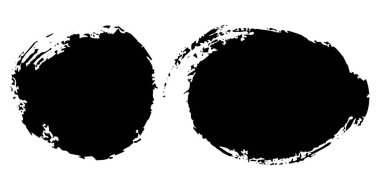 Grunge suluboya fırça darbelerinin vektör seti. Siyah vektör akrilik boya darbelerinin beyaz arka planda izole edilmesi. Fırça darbeleri, lekeler, damlalar, sıçramalar, çizikler