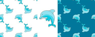 Yunuslar. Denizci desenleri ayarlayın. El çizim biçimi, kumaşlar, tekstil, vb.