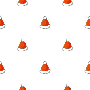 Noel tatili. Elde kusursuz bir desen var. Yeni yıl şapkaları, hediyeler. Kumaş ve benzeri şeyler için kullanılabilir.