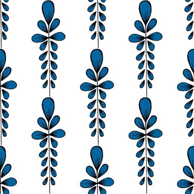 Kusursuz desen. İskandinav Cottagecore tarzında desenli renkli halk çiçekleri kabilesi. Kumaş, tekstil, kağıt vb. için oluşturulan el çizimi biçimi ile yazdır