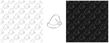 Noel şapkaları. Tek renkli deseni el çizimi biçiminde ayarla. Yeni yıl. Kumaş, ambalaj vs. için kullanılabilir