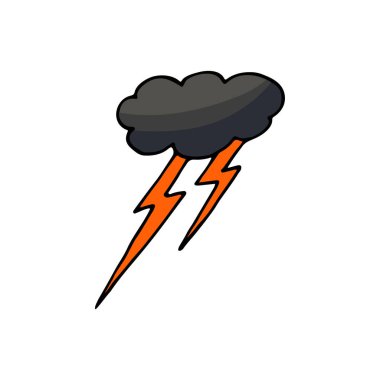 Dekor unsuru, hatıra defteri. Şimşek. Cadılar Bayramı çizim stili. Tasarımınızın ögesi, sevimli simge, işaret, sembol, iğne, etiket