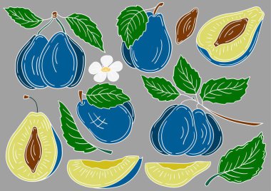 Erik. Gri arkaplanda el çizimi biçiminde renk çizimleri. Beyaz taslak. Kartpostallar, el ilanları, afişler için tasarım. Simgeler, işaretler, çıkartmalar, iğneler, logolar