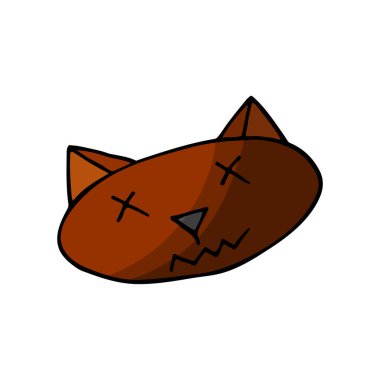 Dekor unsuru, hatıra defteri. Kedi. Cadılar Bayramı çizim stili. Tasarımınızın ögesi, sevimli simge, işaret, sembol, iğne, etiket, logo