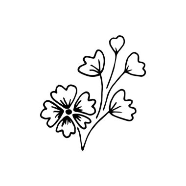 Çiçek. Tekstil şablonu. Dekoratif halk unsuru, etnik dekor. Halk logosu el çizimi tarzında. Halk çiçeği simgesi, imzala