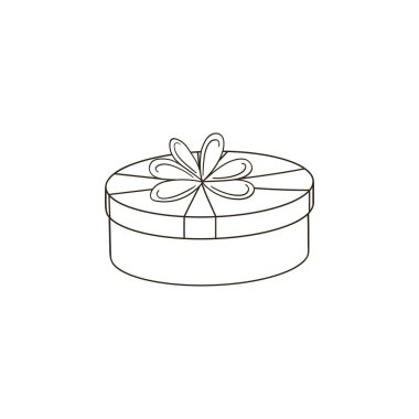 Hediye, hediye, sürpriz. Ev dekoru elementi. El çizimi tarzında Noel illüstrasyonu. Tasarımınızın ögesi, sevimli simge, işaret, sembol, iğne, etiket logosu