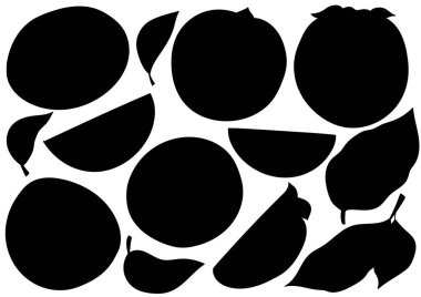 Hurma. Bir dizi siluet el çizimi tarzında. Bilmeceler, çocukların eğitici görevleri için tasarım. Simgeler, işaretler, çıkartmalar, logolar