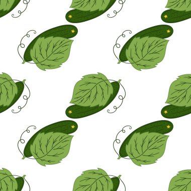 Kusursuz sebze deseni. Salatalık. Menü ya da mutfağın el çizimi şekli. Tasarım için yazdır