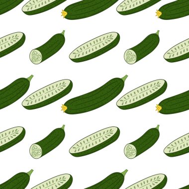 Kusursuz sebze deseni. Salatalık. Menü ya da mutfağın el çizimi şekli. Tasarım, tekstil, kumaş için yazdır