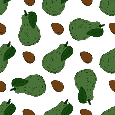 Elinde kusursuz meyve deseni var. Mönü ya da mutfak için desen. Avokado. Yazdır