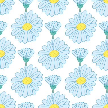 Kusursuz çiçek deseni. Menü ya da mutfağın el çizimi şekli. Papatya çayı. Tasarım, tekstil, kumaş, duvar kağıdı için yazdır