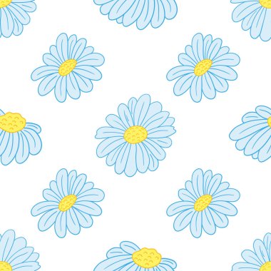 Kusursuz çiçek deseni. Menü ya da mutfağın el çizimi şekli. Papatya çayı. Tasarım, tekstil, kumaş, duvar kağıdı, ambalaj kağıdı, dekorasyon vesaire için yazdır