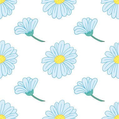 Kusursuz çiçek deseni. Papatya çayı. Menü ya da mutfağın el çizimi şekli. Tasarım, tekstil, kumaş, duvar kağıdı için yazdır