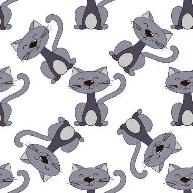 Kusursuz şirin desen. Tekstil ya da el yapımı çocuklar için bir model. Yavru kediler. Yazdır