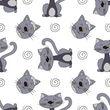 Kusursuz şirin desen. Tekstil ya da el yapımı çocuklar için bir model. Yavru kediler. Tasarım için yazdır