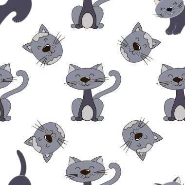 Kusursuz şirin desen. Tekstil ya da el yapımı çocuklar için bir model. Yavru kediler. Tasarım ve tekstil için yazdır