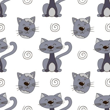Kusursuz şirin desen. Tekstil ya da el yapımı çocuklar için bir model. Yavru kediler. Tasarım, tekstil, kumaş, duvar kağıdı, ambalaj kağıdı, dekorasyon