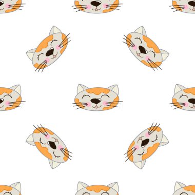 Kusursuz şirin desen. Tekstil ya da el yapımı çocuklar için bir model. Kediler. Tasarım ve tekstil için yazdır