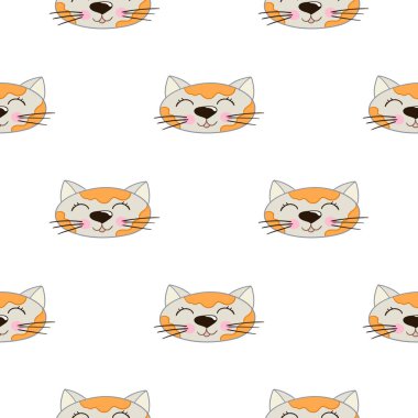 Kusursuz şirin desen. Tekstil ya da el yapımı çocuklar için bir model. Kediler. Tasarım, tekstil, kumaş, duvar kağıdı, ambalaj kağıdı