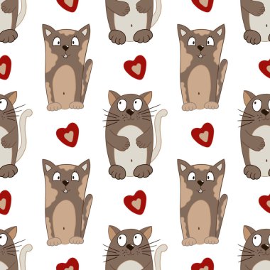 Elle çizim tarzında kusursuz şirin bir desen. Yavru kediler. Tekstil ya da çocuklar için desen. Tasarım ve tekstil için yazdır