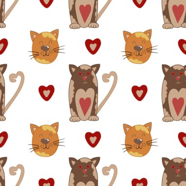 Elle çizim tarzında kusursuz şirin bir desen. Yavru kediler. Tekstil ya da çocuklar için desen. Tasarım, tekstil, kumaş, duvar kağıdı, ambalaj için yazdır