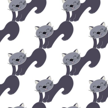 Elle çizim tarzında kusursuz şirin bir desen. Yavru kediler. Tekstil ya da çocuklar için desen. Tasarım, tekstil, kumaş, duvar kağıdı, ambalaj kağıdı