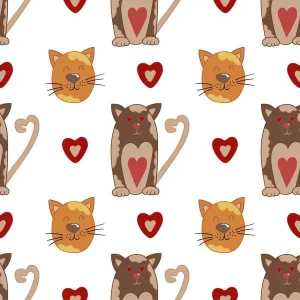 Elle çizim tarzında kusursuz şirin bir desen. Yavru kediler. Tekstil ya da çocuklar için desen. Tasarım, tekstil, kumaş, duvar kağıdı, ambalaj için yazdır