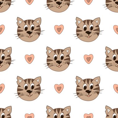 Yavru kediler. Kusursuz şirin desen. Tekstil ya da el çizimi tarzı çocuklar için desen. Tasarım, tekstil, kumaş, duvar kağıdı için yazdır