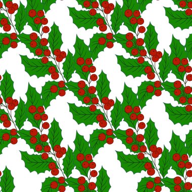 Holly mi? Elinde kusursuz bir Noel çizimi var. Mönü ya da mutfak için desen. Tasarım için yazdır