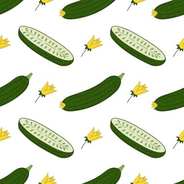 Salatalık. Kusursuz sebze deseni. Menü ya da mutfağın el çizimi şekli. Tasarım ve tekstil için yazdır