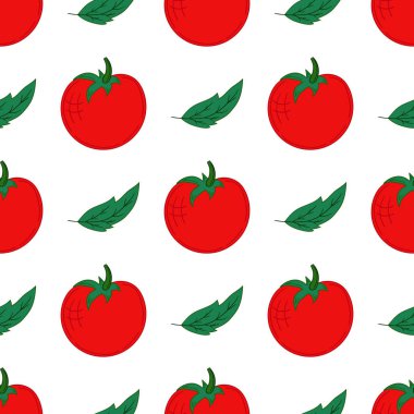 Domates. Tekstil ya da mutfak tarzı. Kusursuz sebze deseni. Tasarım, tekstil, kumaş, duvar kağıdı için yazdır