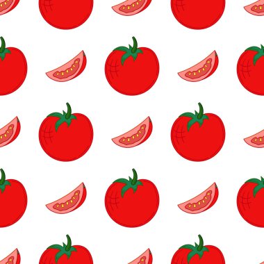 Domates. Tekstil ya da mutfak tarzı. Kusursuz sebze deseni. Tasarım, tekstil, kumaş için yazdır