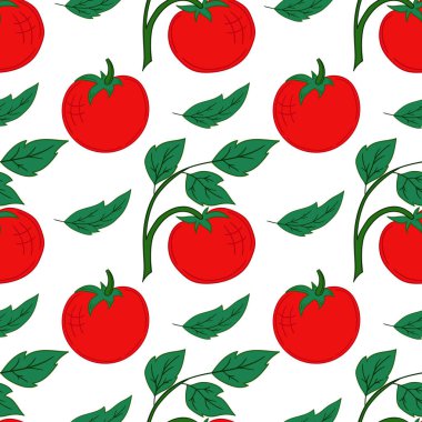 Domates. Tekstil ya da mutfak tarzı. Kusursuz sebze deseni. Tasarım, tekstil, kumaş, duvar kağıdı, ambalaj için yazdır