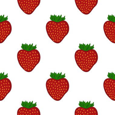 Çilekli. Tekstil ya da mutfak için desen. Elle çekiş tarzında kusursuz böğürtlen şekli. Tasarım, tekstil, kumaş için yazdır