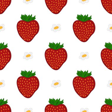 Çilekli. Tekstil ya da mutfak için desen. Elle çekiş tarzında kusursuz böğürtlen şekli. Tasarım, tekstil, kumaş, duvar kağıdı için yazdır