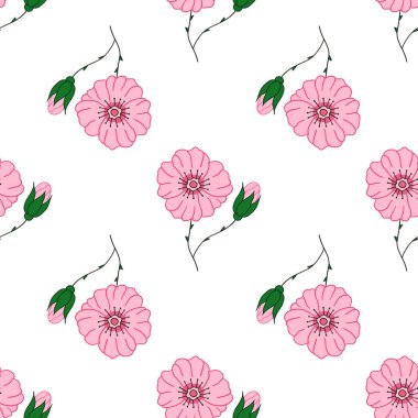 Kusursuz çiçek deseni. Tekstil ya da mutfak tarzı. Rosehip