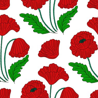 Kusursuz çiçek deseni. Tekstil ya da mutfak tarzı. Haşhaş Tasarım, tekstil, kumaş, duvar kağıdı, ambalaj kağıdı, dekorasyon vesaire için yazdır