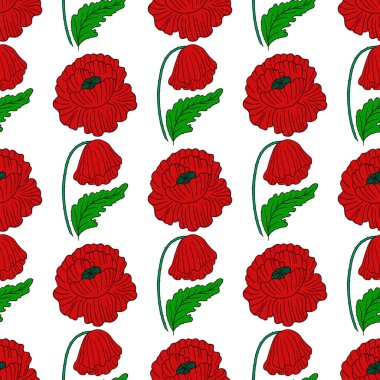 Kusursuz çiçek deseni elde çizim stili. Haşhaş Tekstil ya da mutfak için desen. Tasarım, tekstil, kumaş, duvar kağıdı, ambalaj kağıdı, dekorasyon vesaire için yazdır