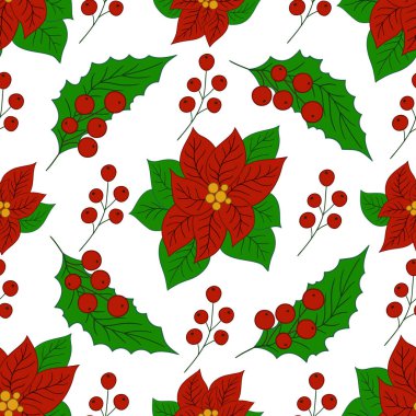 Kusursuz bir Noel modeli. Tekstil ya da mutfak tarzı. Zehirli duygu. Tasarım, tekstil, kumaş, duvar kağıdı, ambalaj kağıdı, dekorasyon