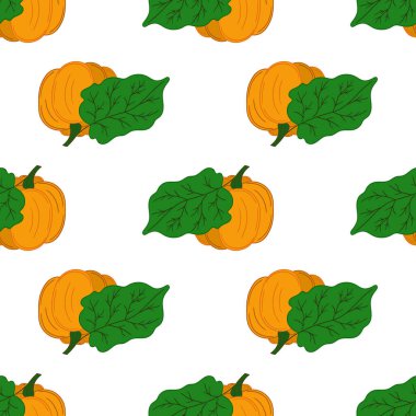 Balkabağım. Tekstil ya da mutfak için desen. Elinde kusursuz sebze deseni var. Yazdır