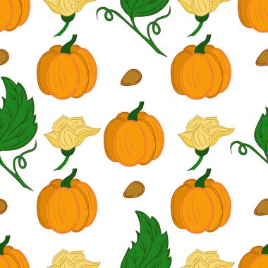 Balkabağım. Tekstil ya da mutfak tarzı. Kusursuz sebze deseni. Yazdır