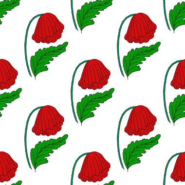 Haşhaş Kusursuz çiçek deseni elde çizim stili. Tekstil ya da mutfak için desen. Yazdır