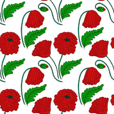 Haşhaş Kusursuz çiçek deseni elde çizim stili. Tekstil ya da mutfak için desen. Tasarım için yazdır