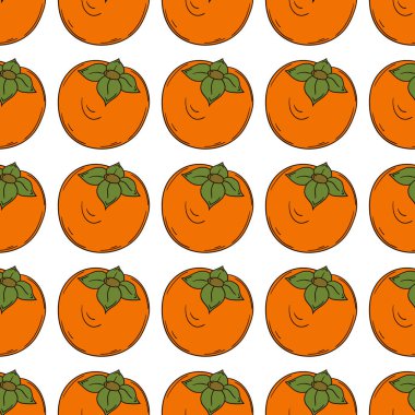 Hurma. Tekstil ya da mutfak tarzı. Kusursuz meyve deseni. Tasarım ve tekstil için yazdır