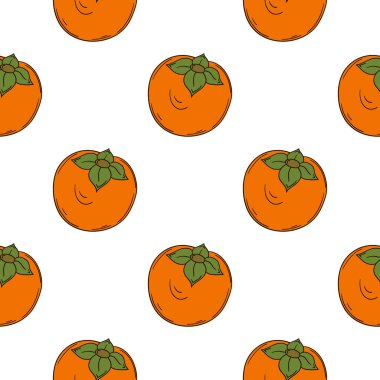 Hurma. Tekstil ya da mutfak tarzı. Kusursuz meyve deseni. Tasarım, tekstil, kumaş için yazdır