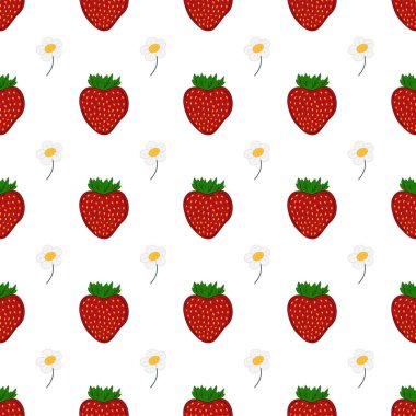 Tekstil ya da mutfak için desen. Çilekli. Elde pürüzsüz böğürtlen deseni