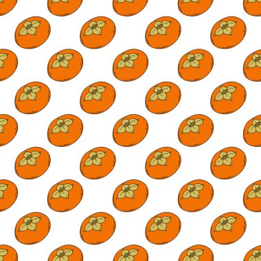 Tekstil ya da mutfak için desen. Elinde kusursuz meyve deseni var. Hurma. Tasarım, tekstil, kumaş, duvar kağıdı, ambalaj kağıdı