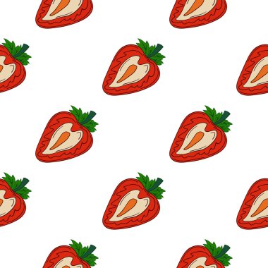 Tekstil ya da mutfak için desen. Elle çekiş tarzında kusursuz böğürtlen şekli. Çilekli. Tasarım, tekstil, kumaş için yazdır