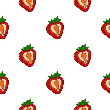 Tekstil ya da mutfak tarzı. Çilekli. Kusursuz dut deseni. Tasarım, tekstil, kumaş için yazdır
