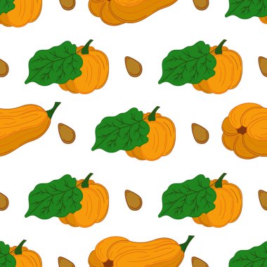 Tekstil ya da mutfak tarzı. Kusursuz sebze deseni. Balkabağım. Yazdır